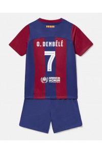 Fotbalové Dres Barcelona Ousmane Dembele #7 Dětské Domácí Oblečení 2023-24 Krátký Rukáv (+ trenýrky)
